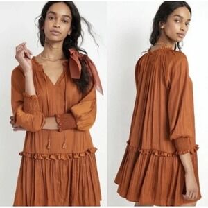 Anthropologie‎ Giulia Tunic Dress in Orange Size M